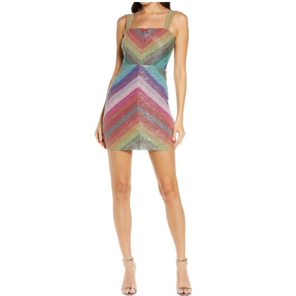SAYLOR Kourtney Stripe Body-Con Rainbow Dress NWT - Picture 3 of 8